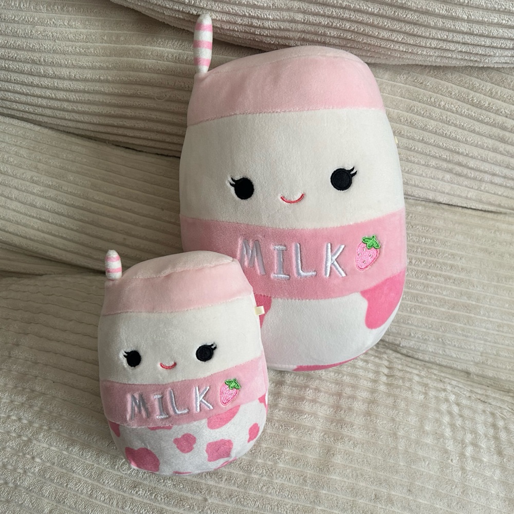 Set of 2 Strawberry Milk Squishmallows